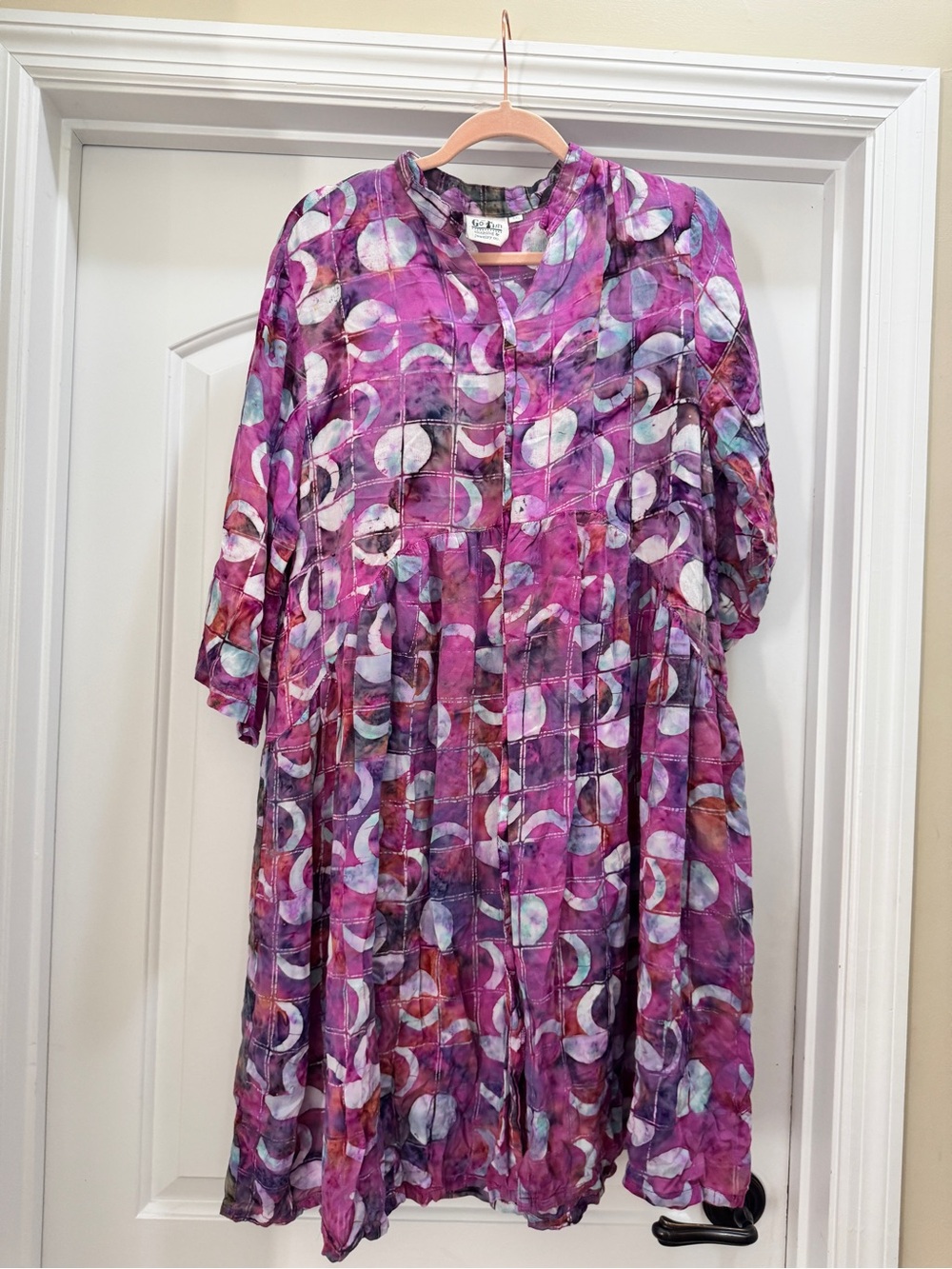 Go Fish Women's Purple Printed Midi Button-Front Dress